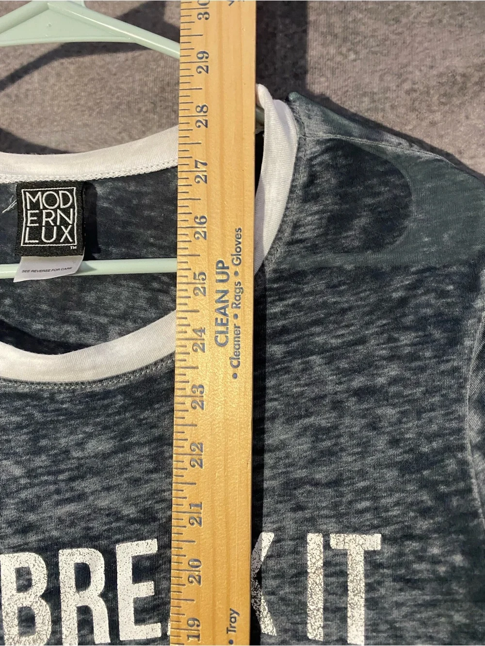 Modern Lux Large Gray Burnout Shirt You Break It You Buy It Striped Long Sleeve